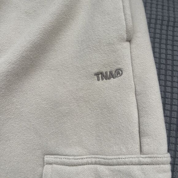 Aritzia TNA Cozy Sweatfleece Mega Cargo Sweatpants Women's Straight Leg Beige XL - Picture 5 of 10